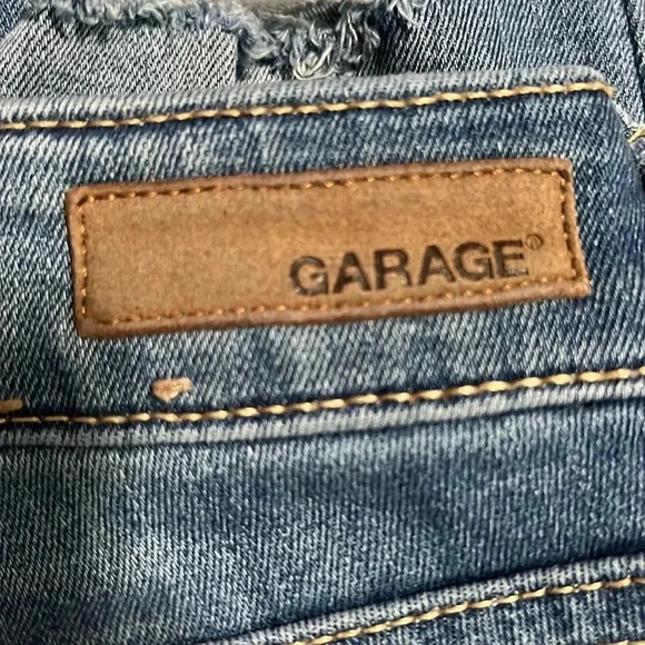 Garage Mid Rise Skinny Destroyed Jeans Medium Faded Wash - Picture 12 of 12